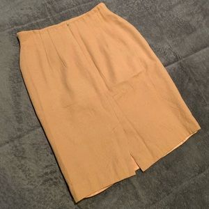 100% Wool Tan Pencil Skirt